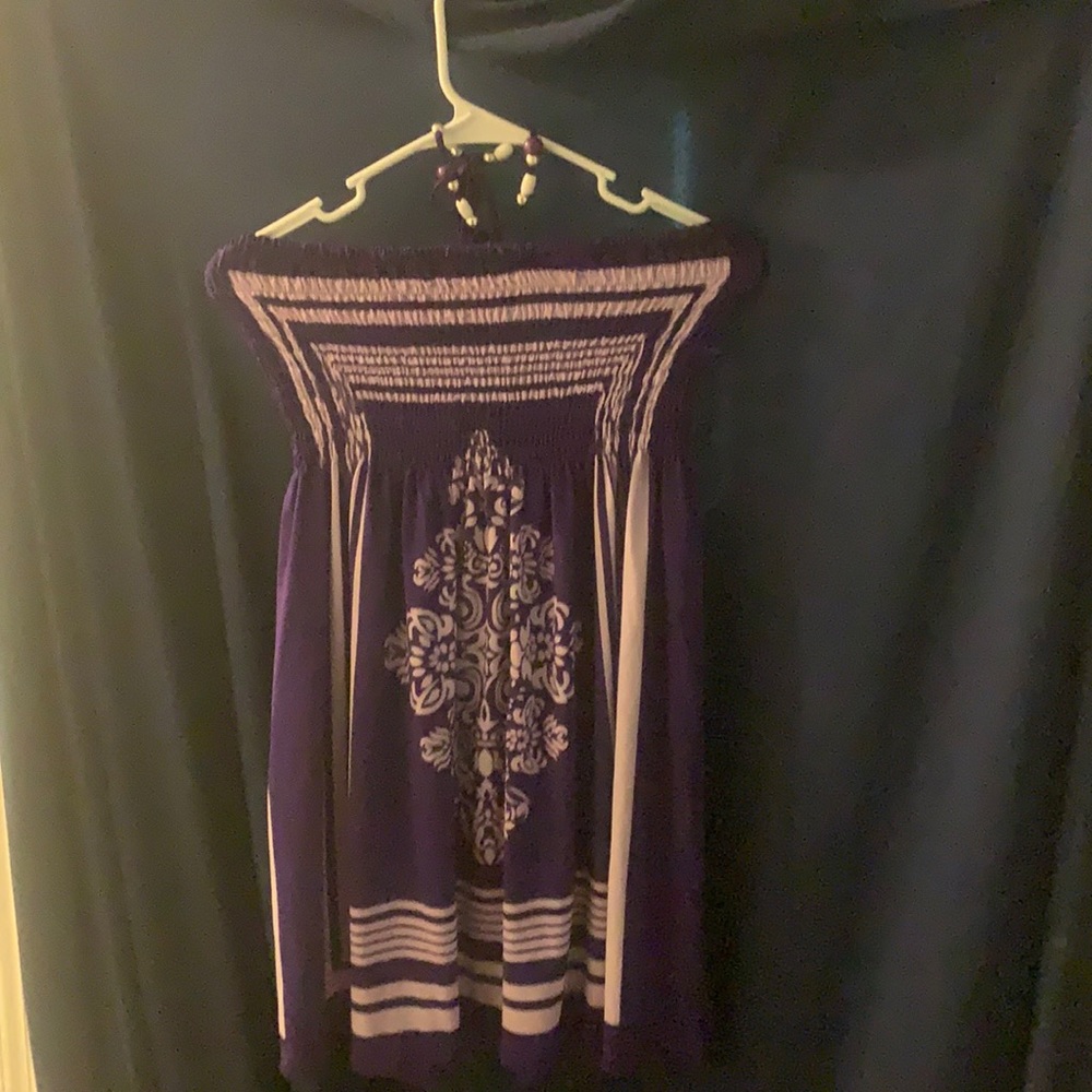 Boho purple beaded swim suit cover